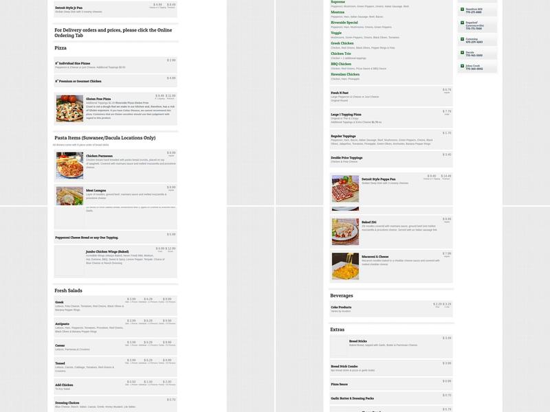 Riverside Pizza Menu