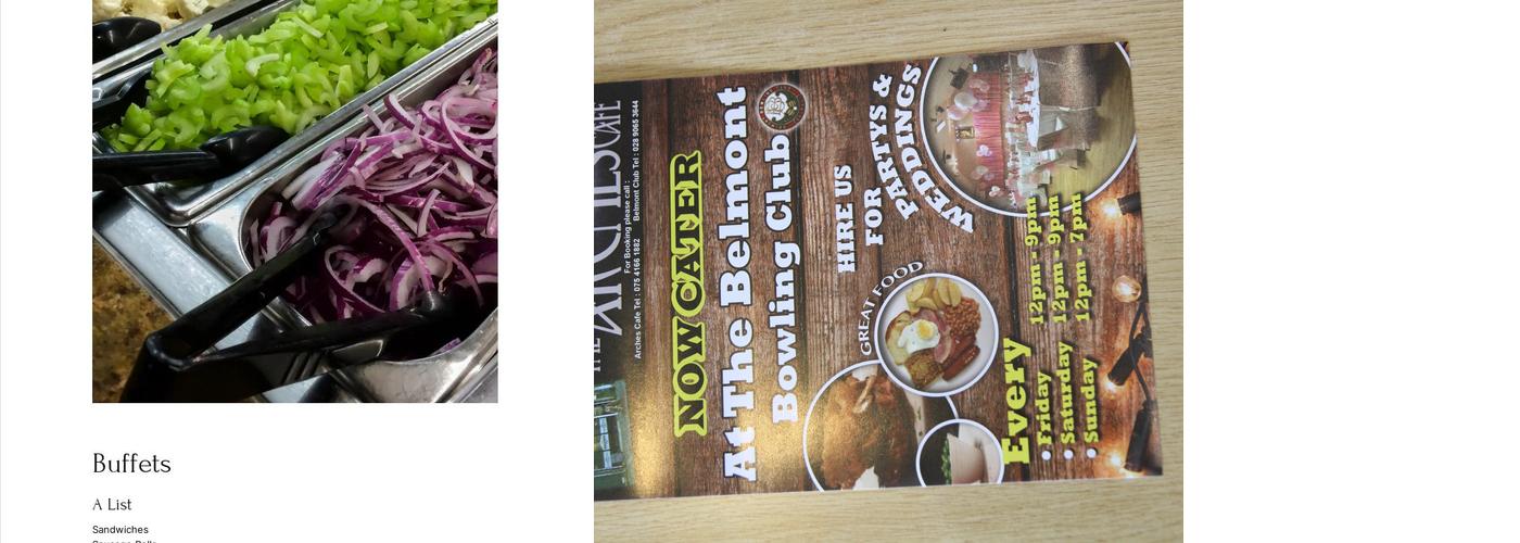 The Arches Cafe Menu