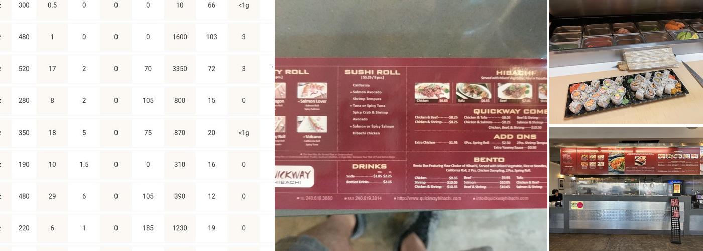 Quickway Hibachi Menu