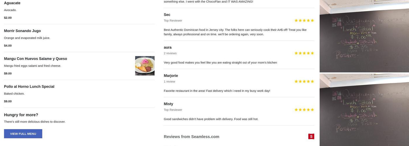 Quisqueya Restaurant Menu