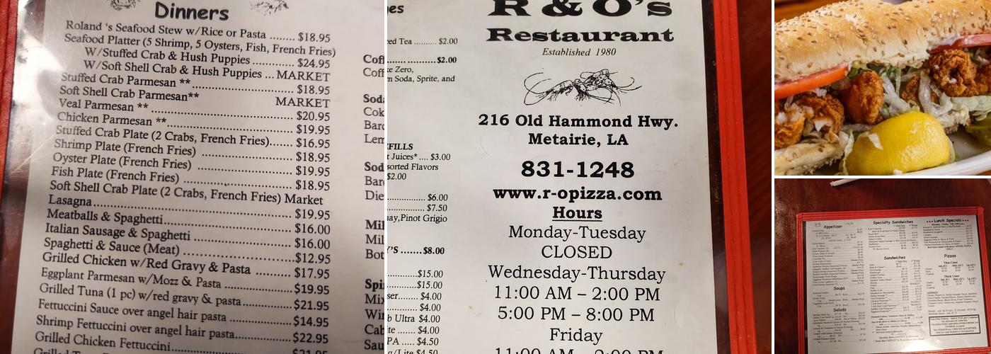 R & O Restaurant and Catering Menu