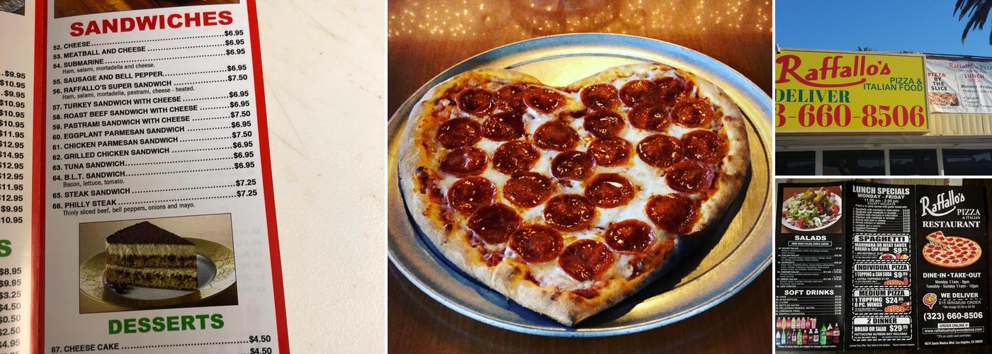 Raffallos pizza Menu