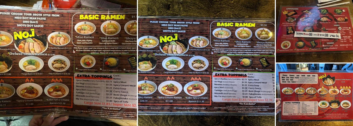 Ramen Sora Menu