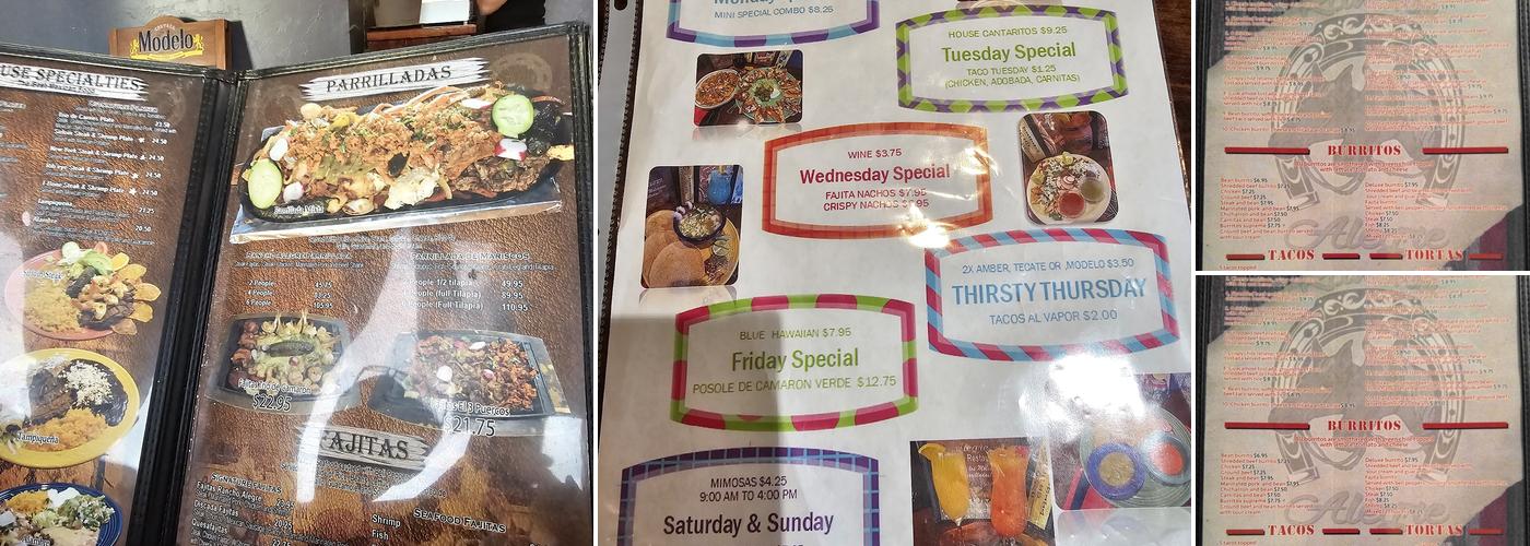 Rancho Alegre Menu