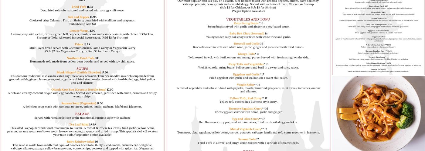 Rangoon Ruby Burmese Cuisine Menu