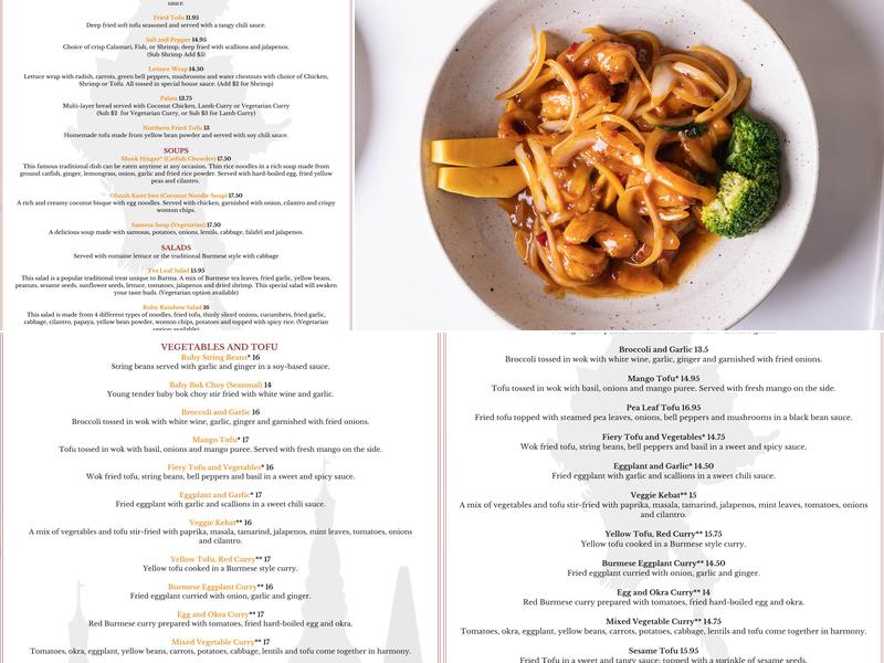 Rangoon Ruby Burmese Cuisine Menu