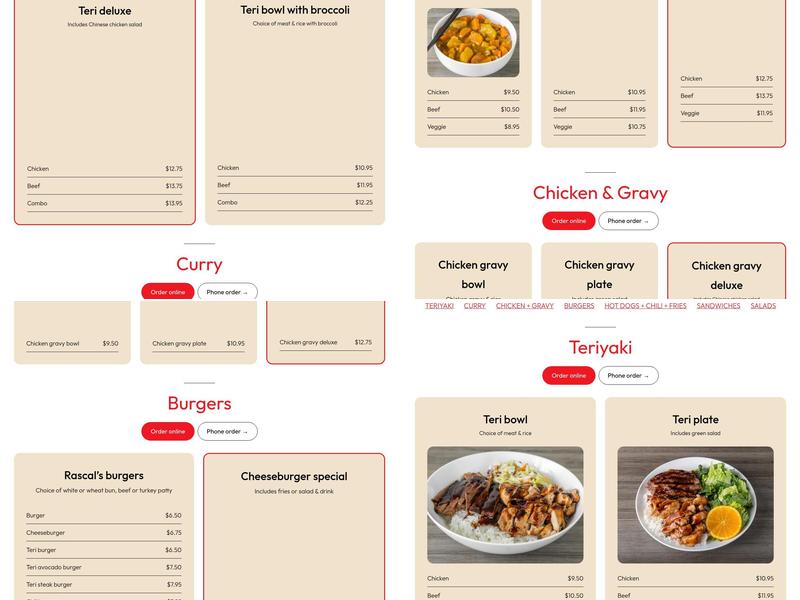 Rascals Teriyaki Grill Menu