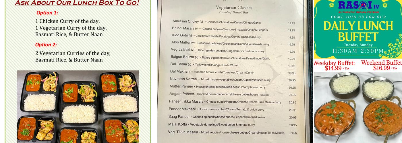 Rasoi IV Authentic Indian Cuisine Menu
