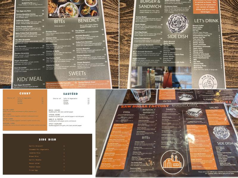 RAW Sugar Factory Menu