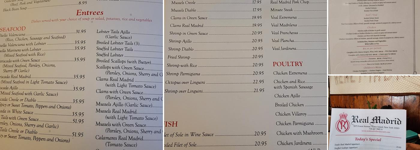 Real Madrid Menu