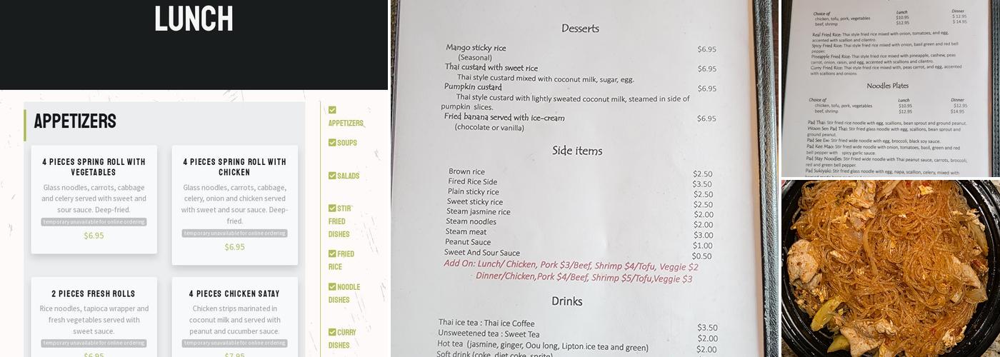 Real Thai Cuisine Menu