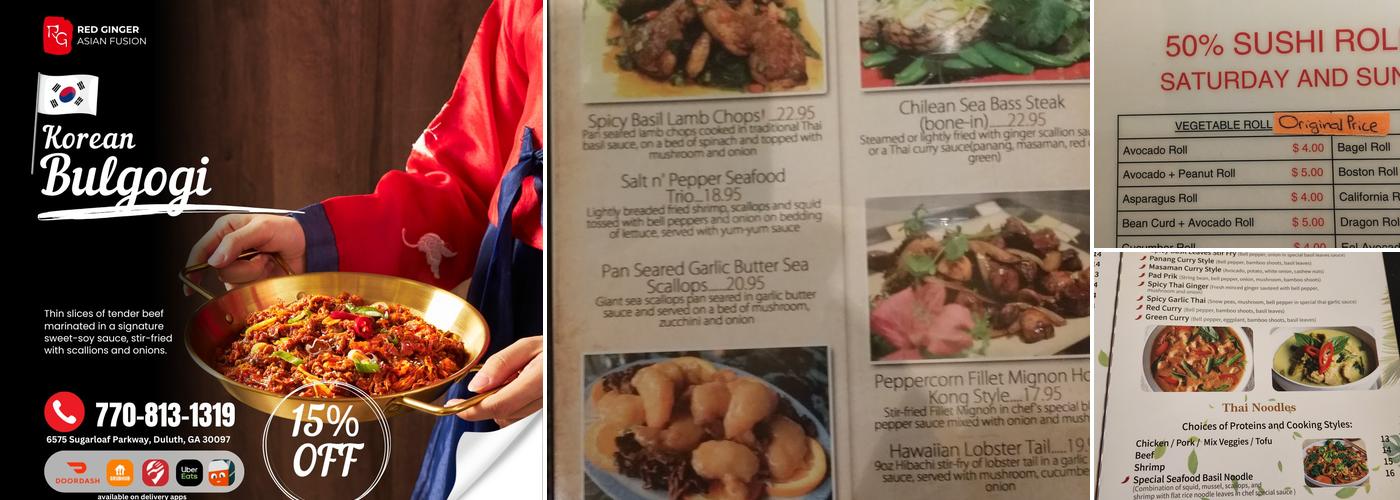 Red Ginger Menu