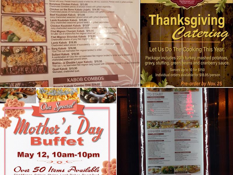 Reza's Restaurant Menu