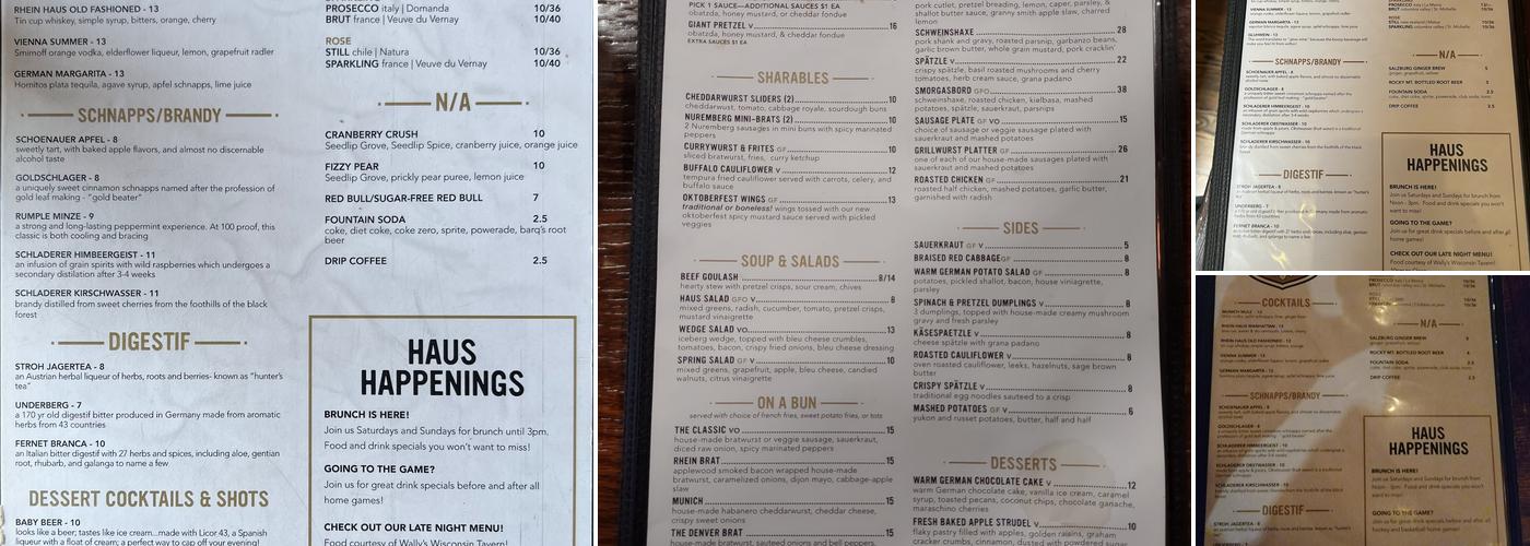 Rhein Haus Denver Menu