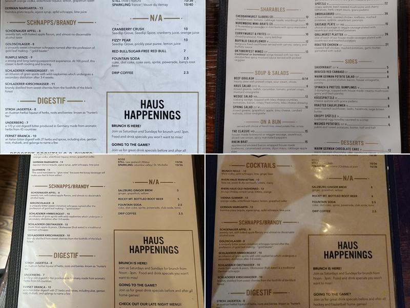 Rhein Haus Denver Menu