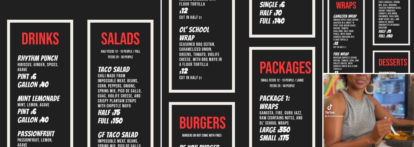 Rhythm 'n Wraps Menu
