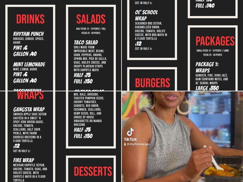 Rhythm 'n Wraps Menu