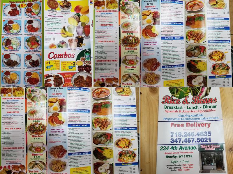 Rice & Beans Menu