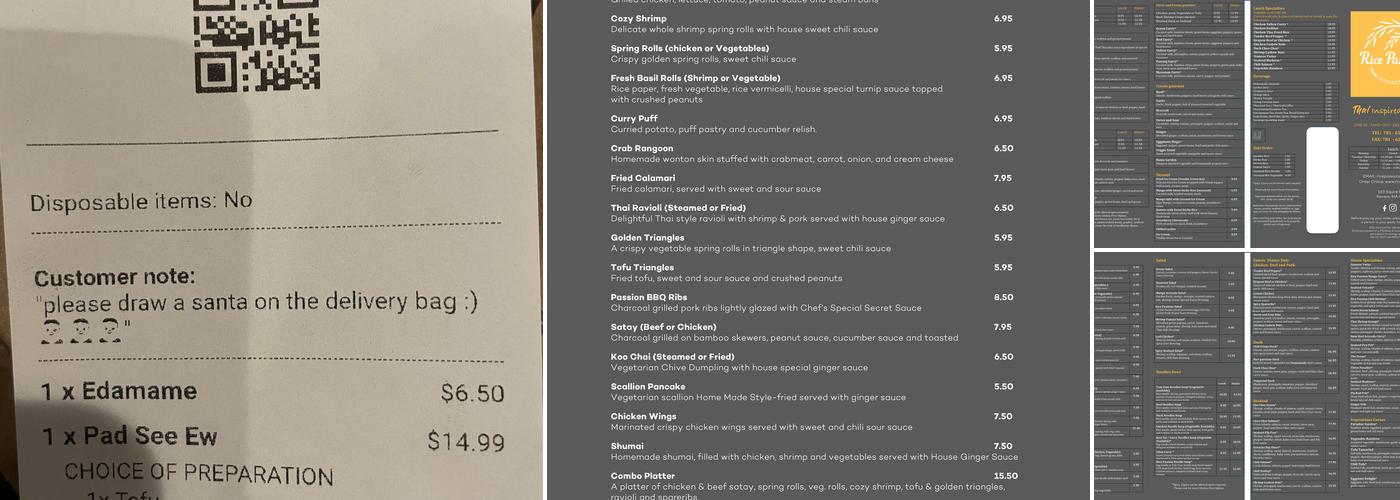 Rice Passions Menu