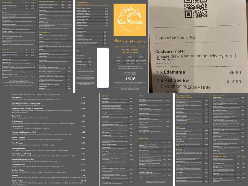 Rice Passions Menu