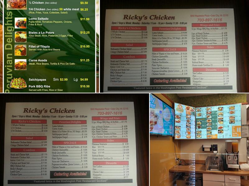 Ricky's Chicken Menu