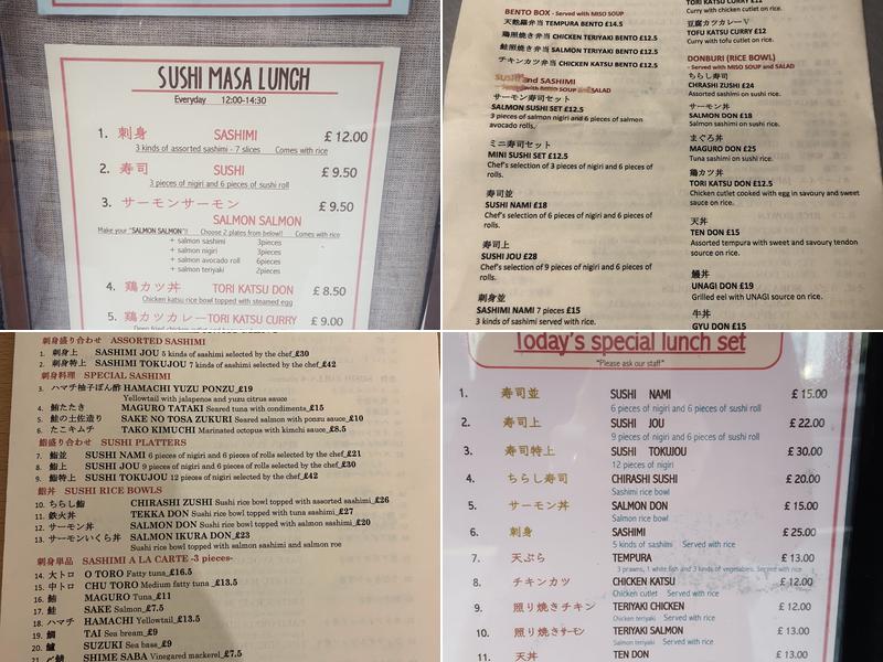 Sushi Masa Menu
