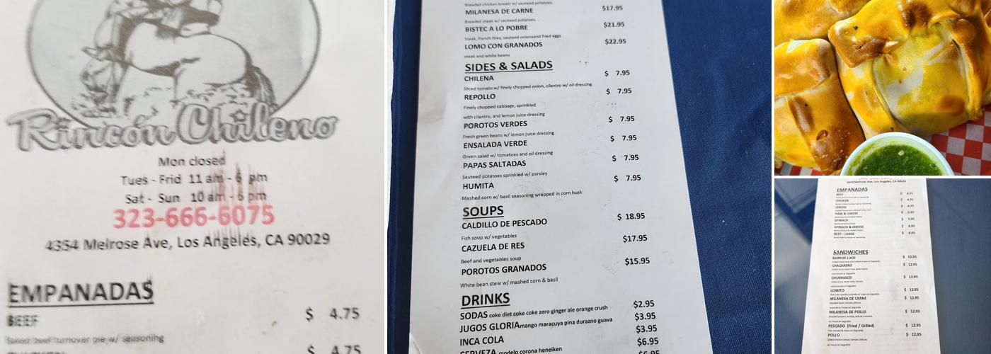 Rincón Chileno Menu