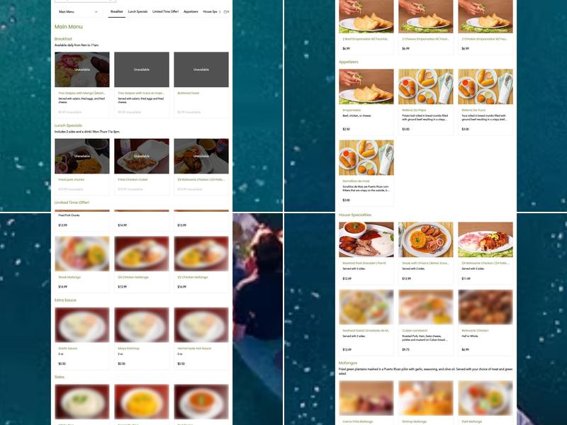 Rincon del Sabor Menu