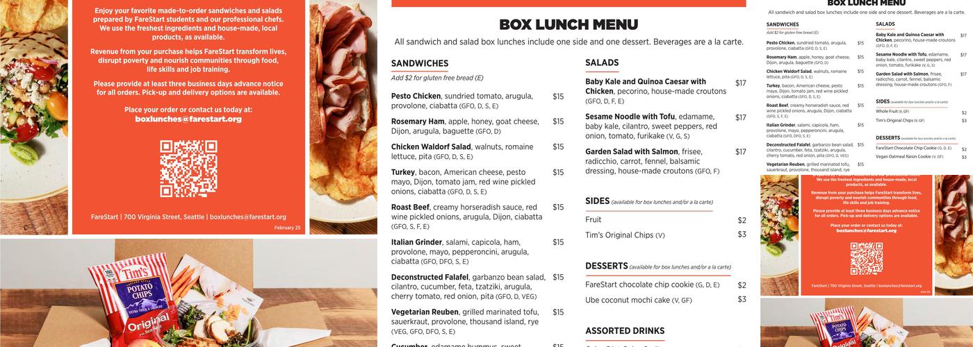 FareStart Café Menu