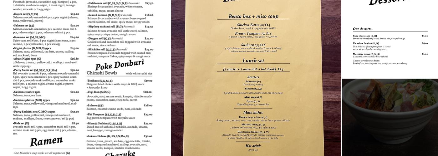 Michiko Sushino Menu