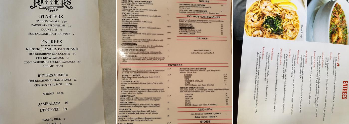 Ritters SKC Menu