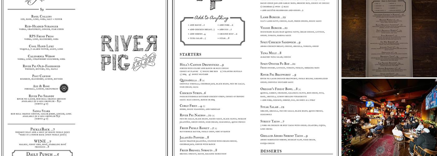 River Pig Saloon Menu
