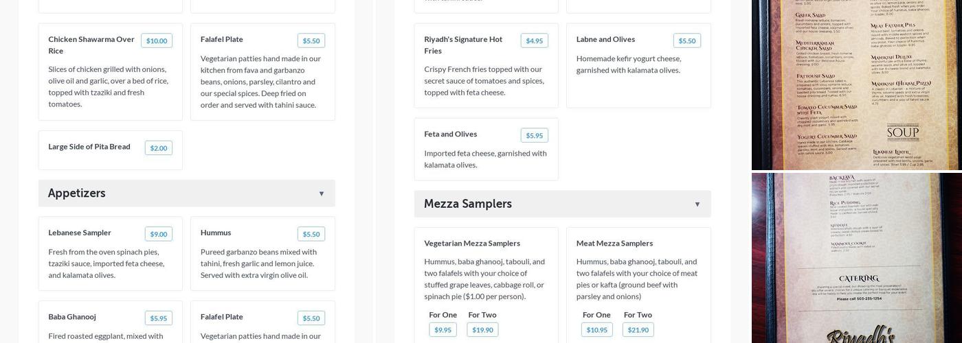 Riyadh's Lebanese Restaurant Menu