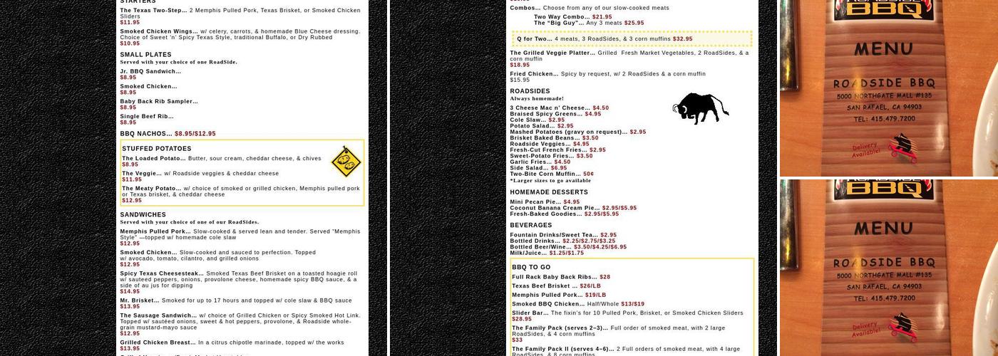 Roadside BBQ Menu