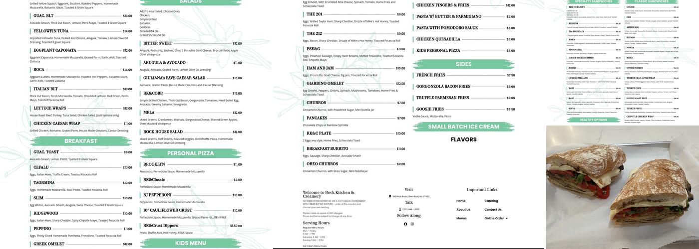 Rock Kitchen & Creamery Menu