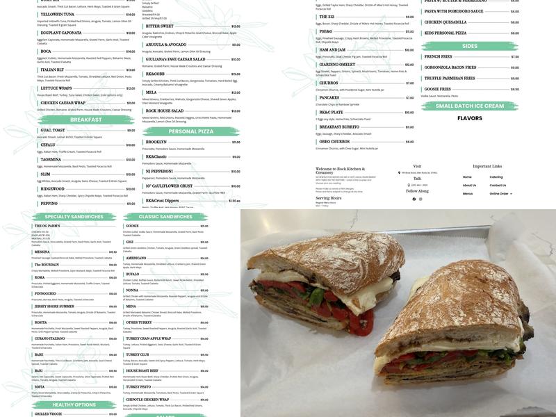 Rock Kitchen & Creamery Menu