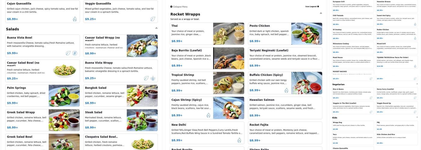 Rocket Wrapps Menu