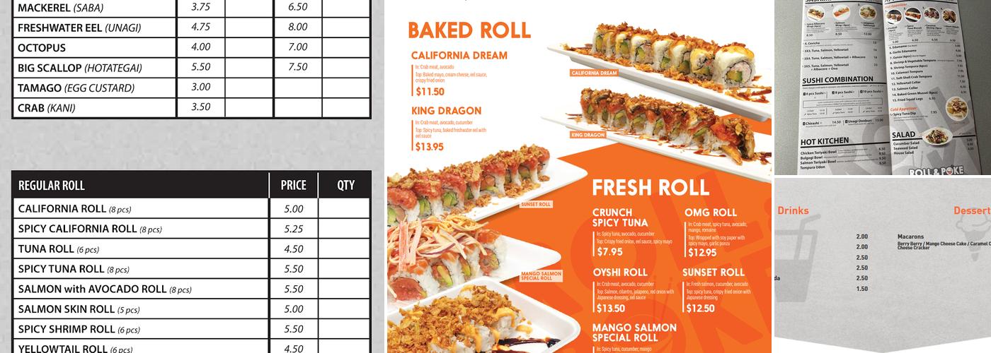 Roll & Poke Menu