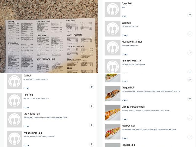 Rolls and Rolls + Sushi Menu