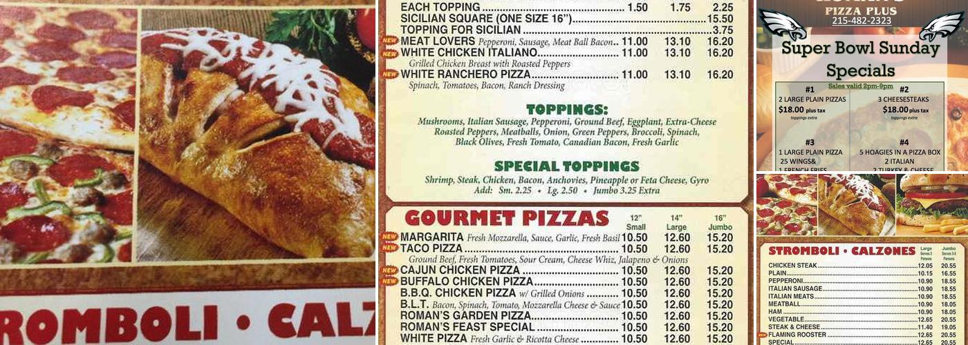 Roman’s Pizza Plus Menu
