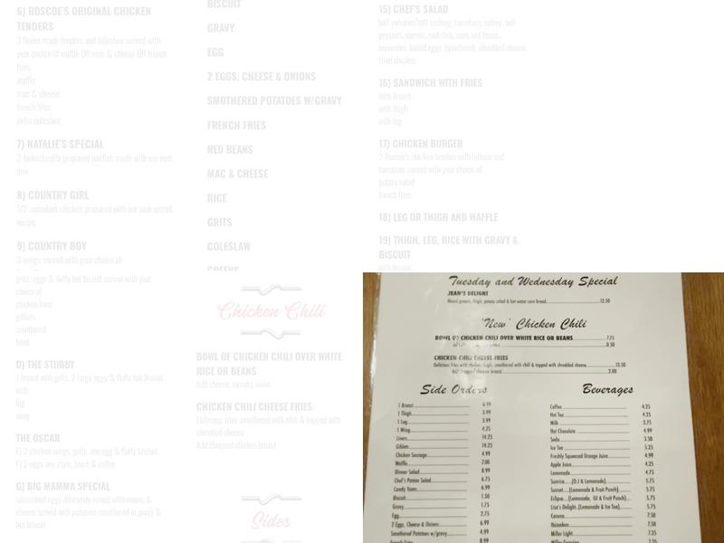 Roscoe's Chicken & Waffles - Hollywood Menu