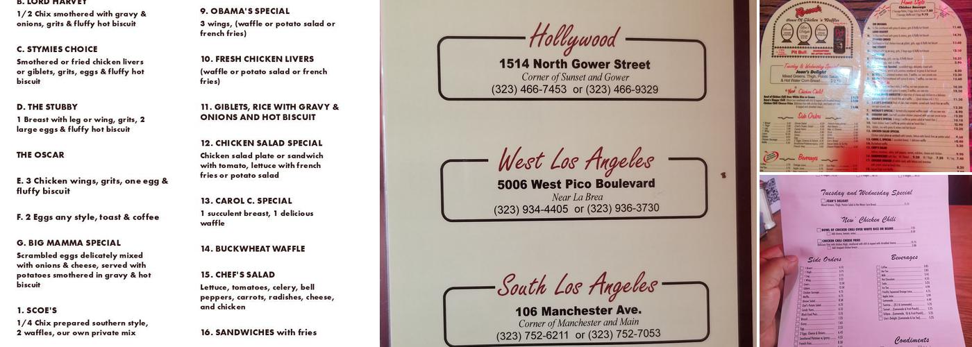 Roscoe's Chicken And Waffles - Pico Blvd. Menu