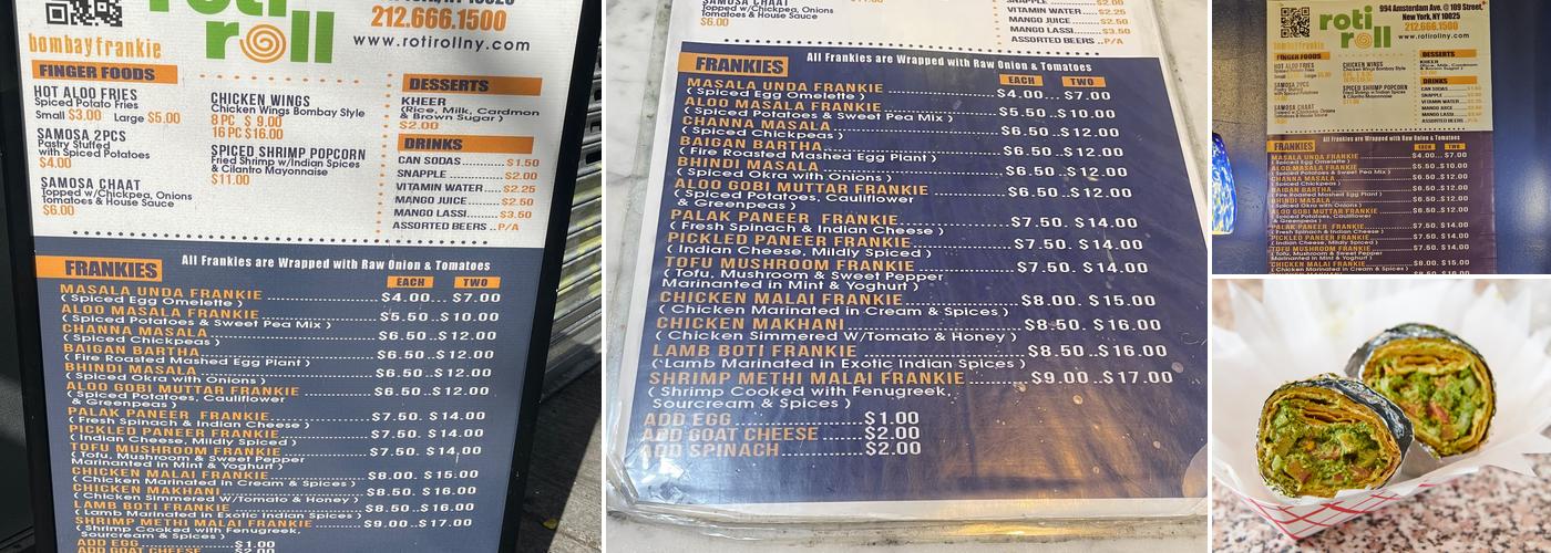 Roti Roll (Bombay Frankie) Menu