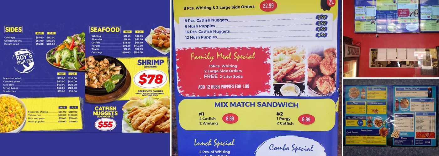 Roy's Fish Fry Menu