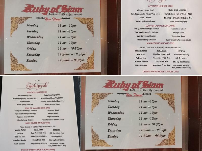 Ruby of Siam Menu