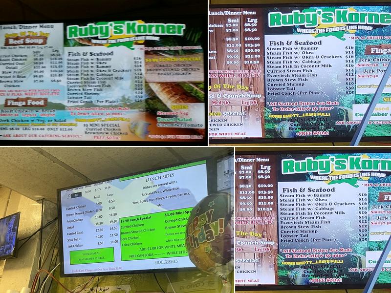 Ruby's Korner Menu