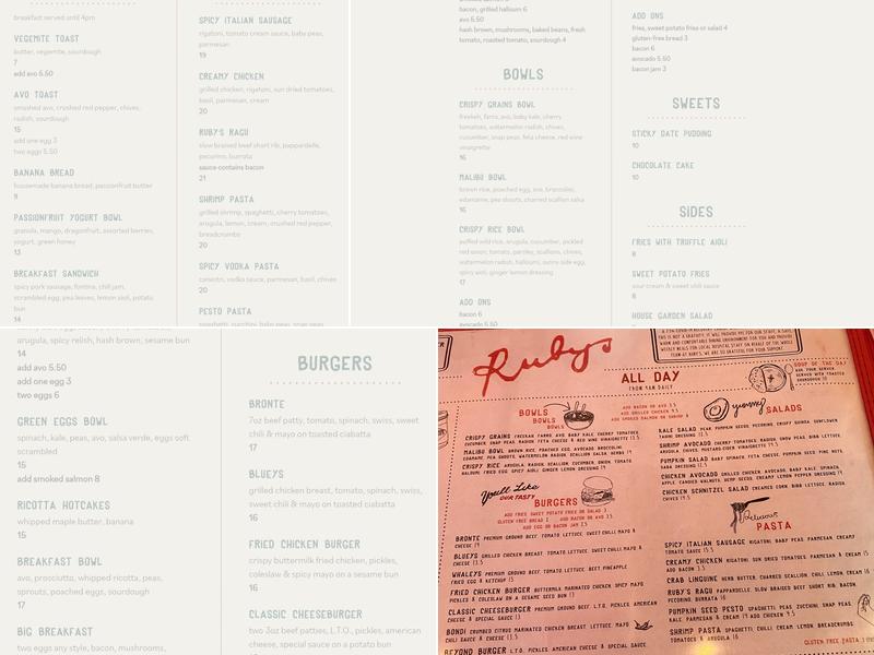 Little Ruby's Murray Hill Menu