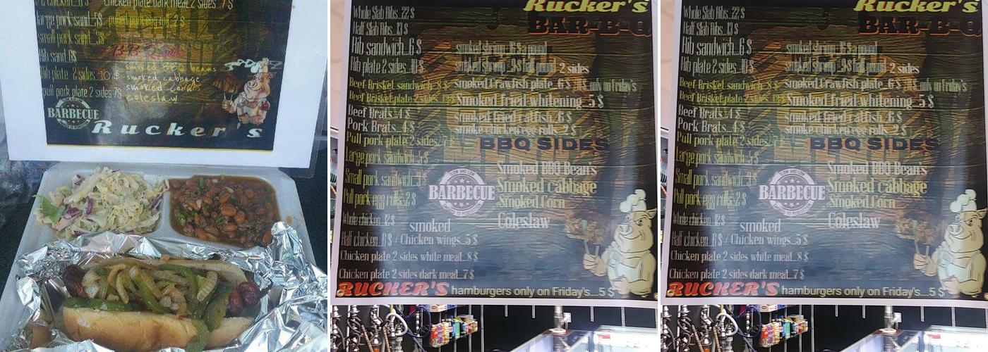 Rucker's Bar B Que Menu