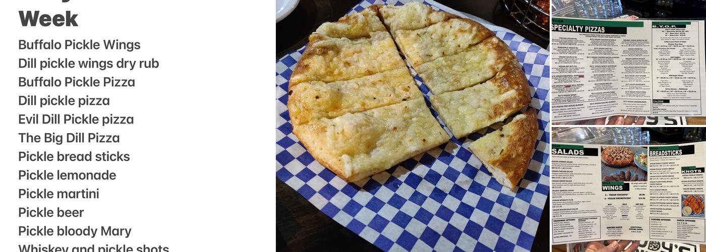 Rudy's Gourmet Pizza Menu