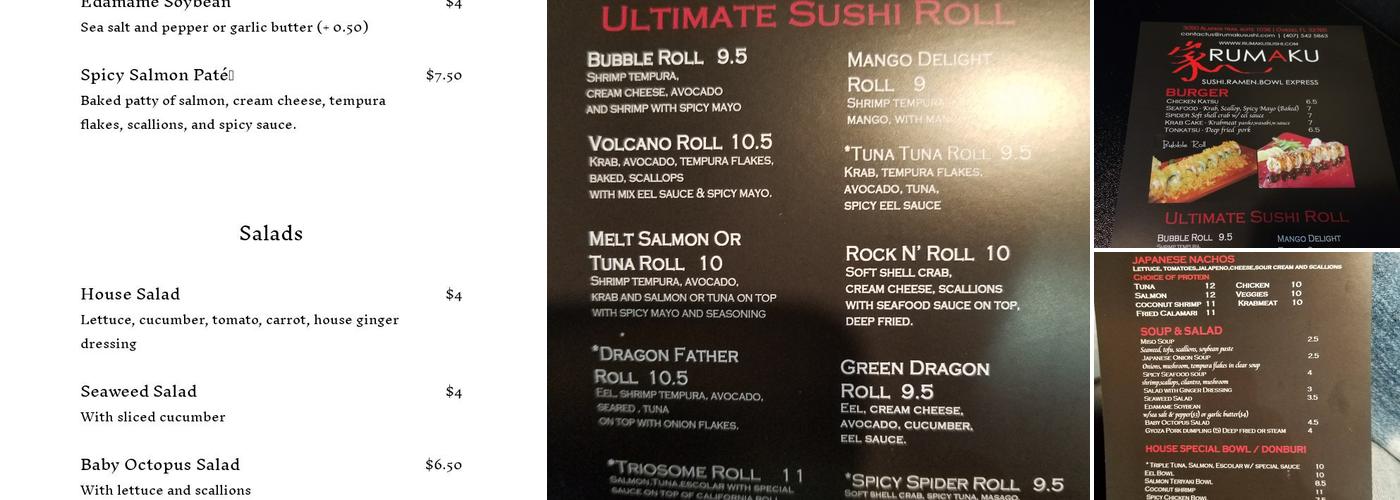 Rumaku Sushi Menu